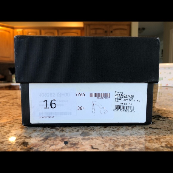 Gucci Floral-Print Apricot Pink Mules - Picture 7 of 8